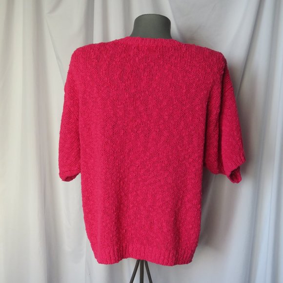 Vintage Slub Knit Short Sleeve Sweater 1980s - Picture 7 of 9